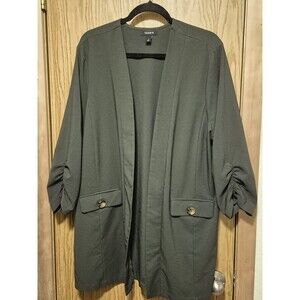 Torrid Women’s Plus Forest Green Crepe Open Front Jacket,Size 2